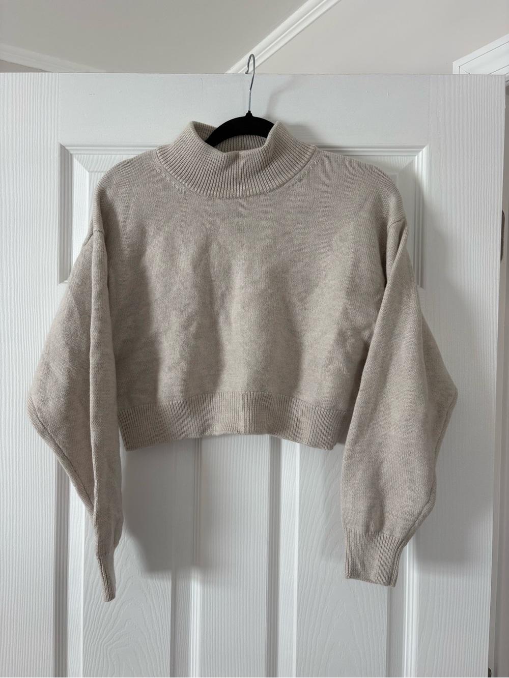 Aritzia Wilfred Beige Turtleneck Cropped Sweater
